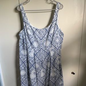 Blue and White Patterned Dress